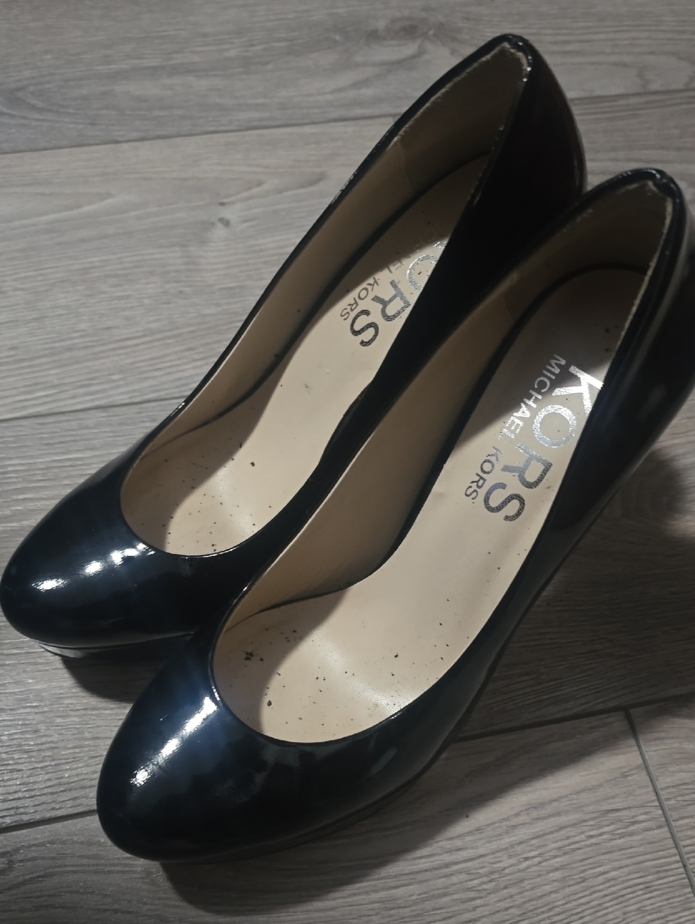 Michael Kors Black Patent Round-Toe Heels